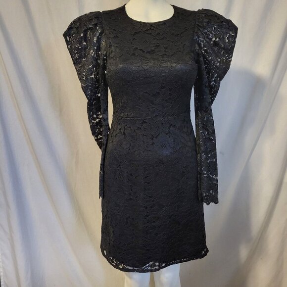 Express Lace Dress, Black, Size Extra Small, Long Sleeve, Knee Length, NWT - Picture 1 of 7
